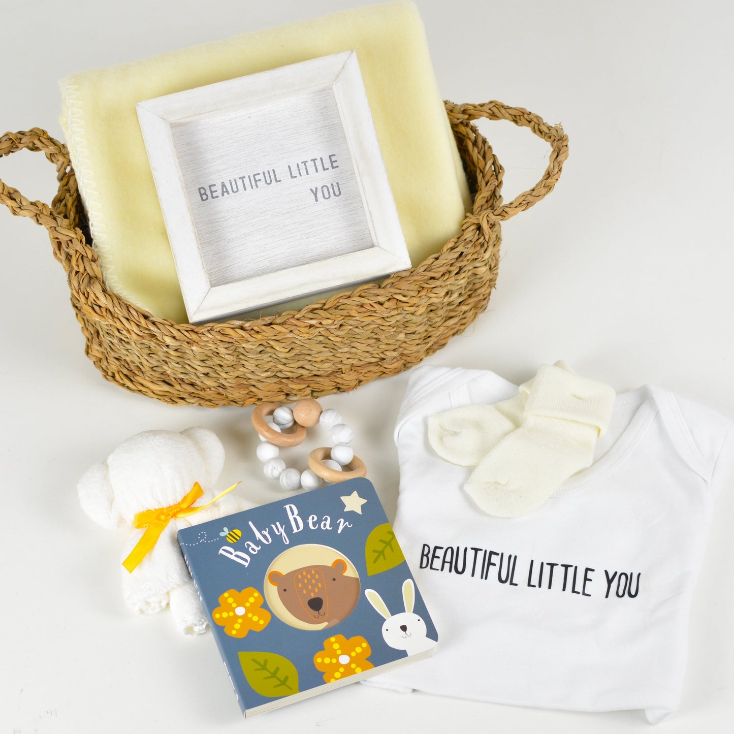 Beautiful Little You Baby Gift Basket – New baby gift basket with essentials and keepsakes